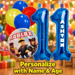 Roblox PERSONALIZED Name & Double Digit Age Balloon Bouquet